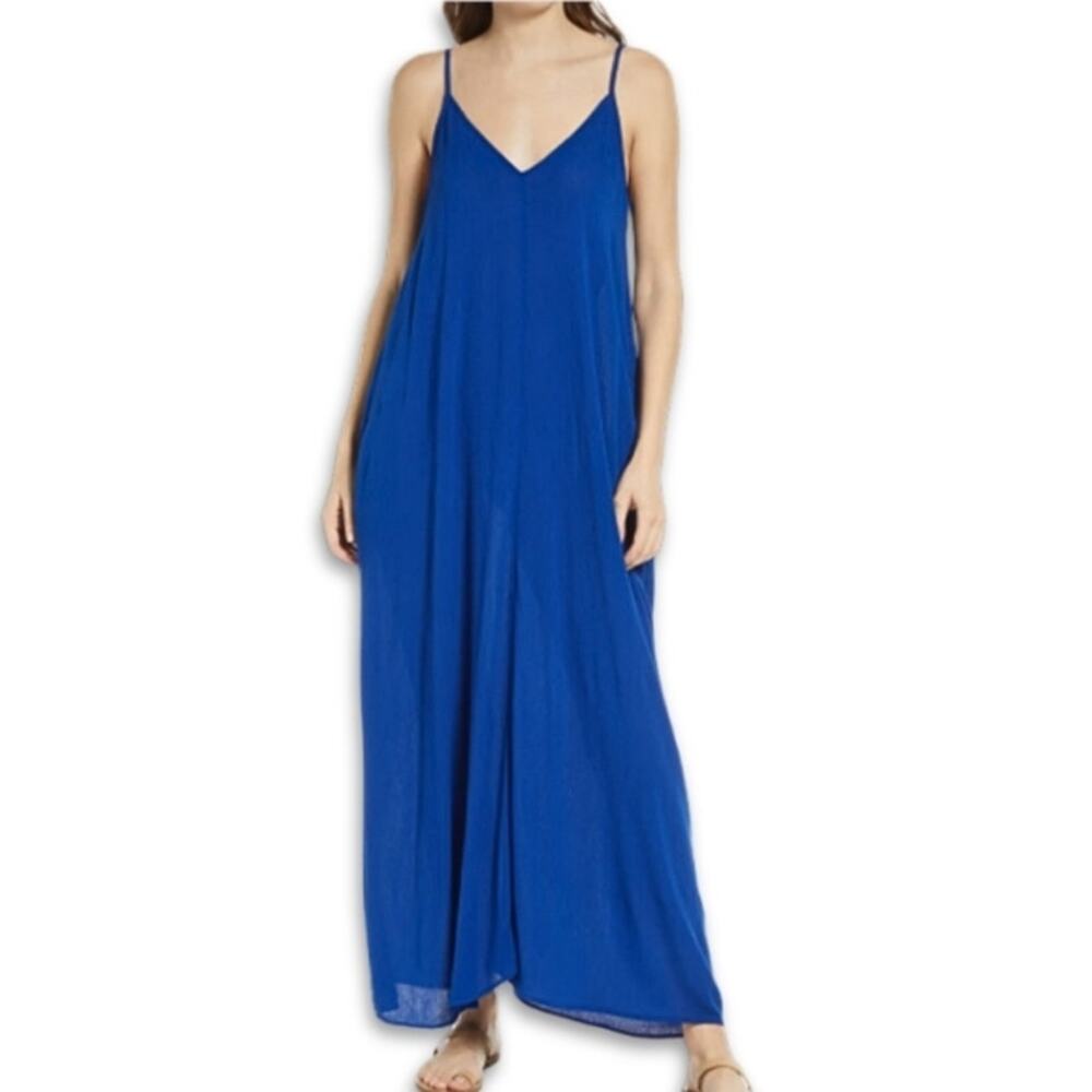 Treasure & Bond Maxi Dress Sleeveless V-Neckline Pockets Blue Women's US XS NWOT